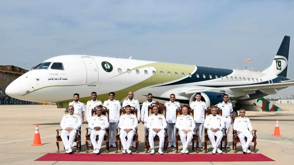 In September 2021, the Pakistan Navy launched its first new long-range maritime patrol aircraft, named “Sea Sultan”, in Karachi. A variant of a Brazilian-made Embraer passenger jet, the new platform is intended to replace the remaining six Lockheed Martin P-3C Orion maritime patrol aircraft in service with the Pakistan Naval Air Arm since 1996. (Photo: Pakistan Navy)