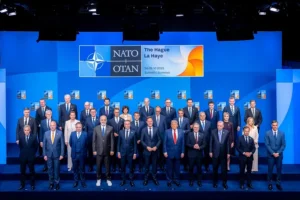 Group photo of NATO Heads of State and Government at the Summit in The Hague, 24–25 June 2025. (Source: NATO Summit 2025)