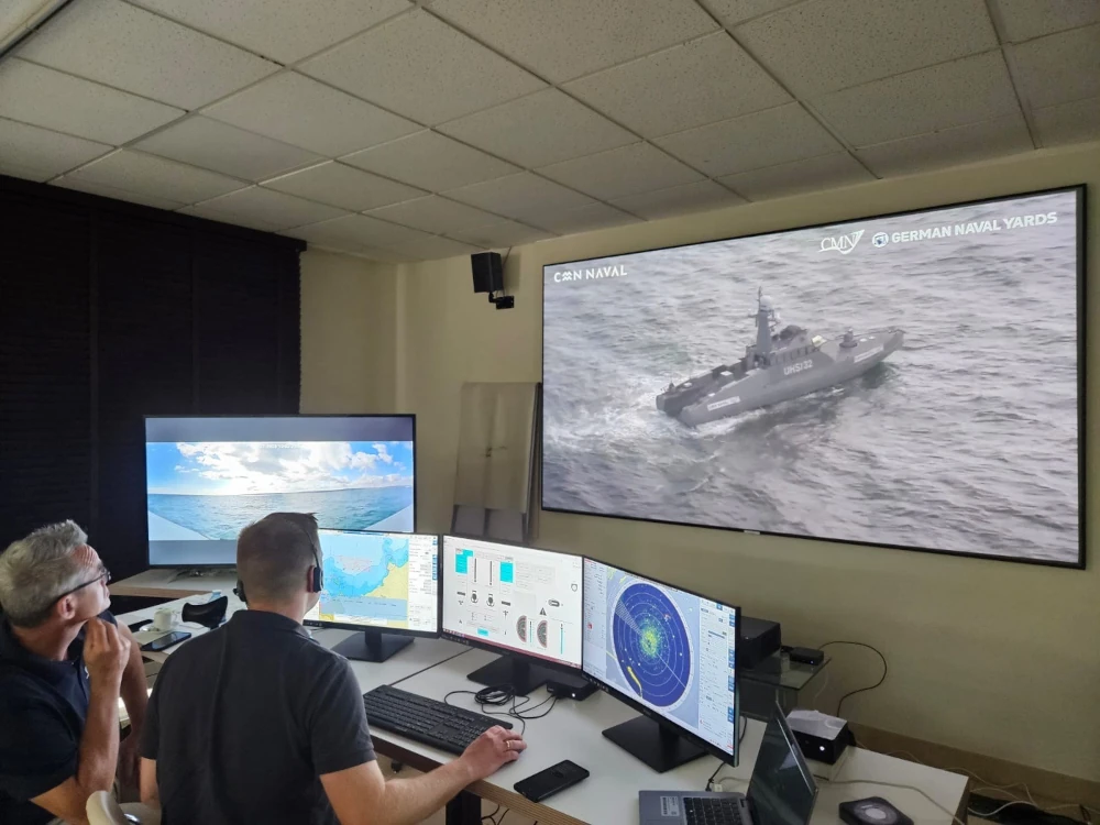 Remote operation from far beyond: the Remote Operation Centre is seen here during a live demonstration in July this year. The cockpit consists of the latest in data presentation and sharing amongst other (manned) assets. Photo: CMN NAVAL