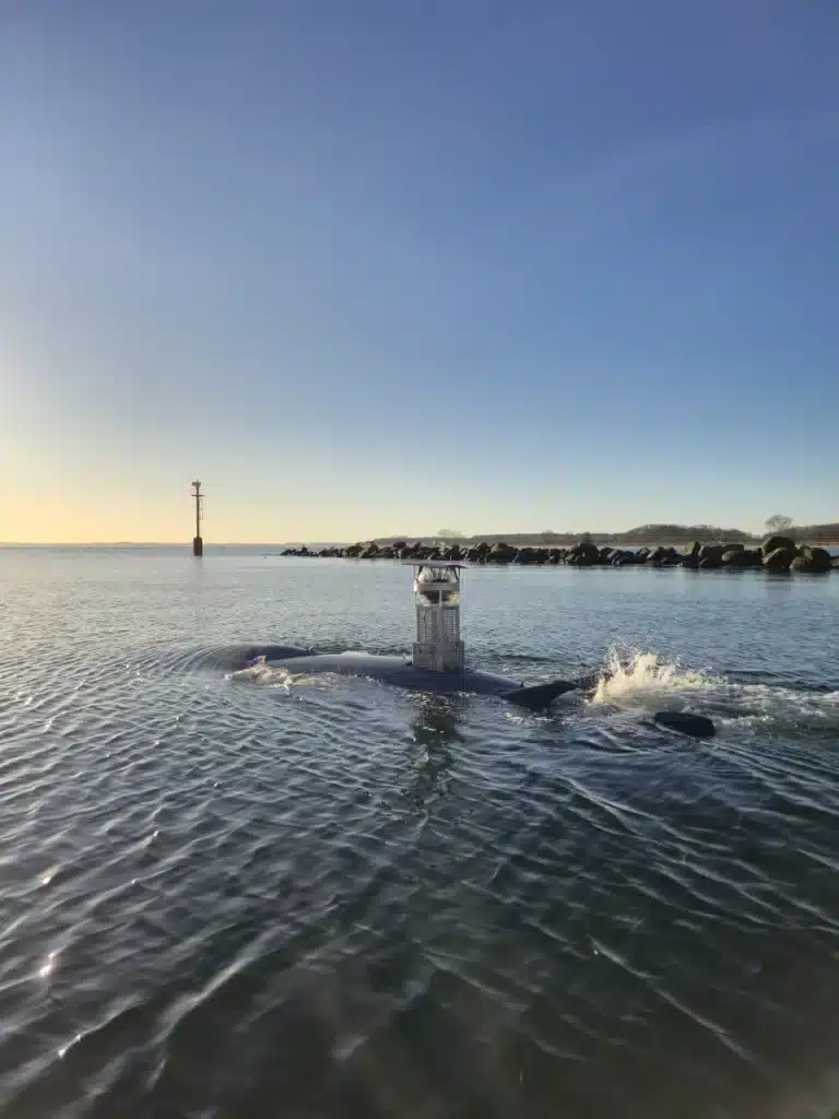 The Greyshark AUV can operate independently for up to 16 weeks and cover over 8,000 nautical miles without having to refuel. The photos were taken during a sea trial in the Baltic Sea on 21 November 2025. Photo: EUROATLAS
