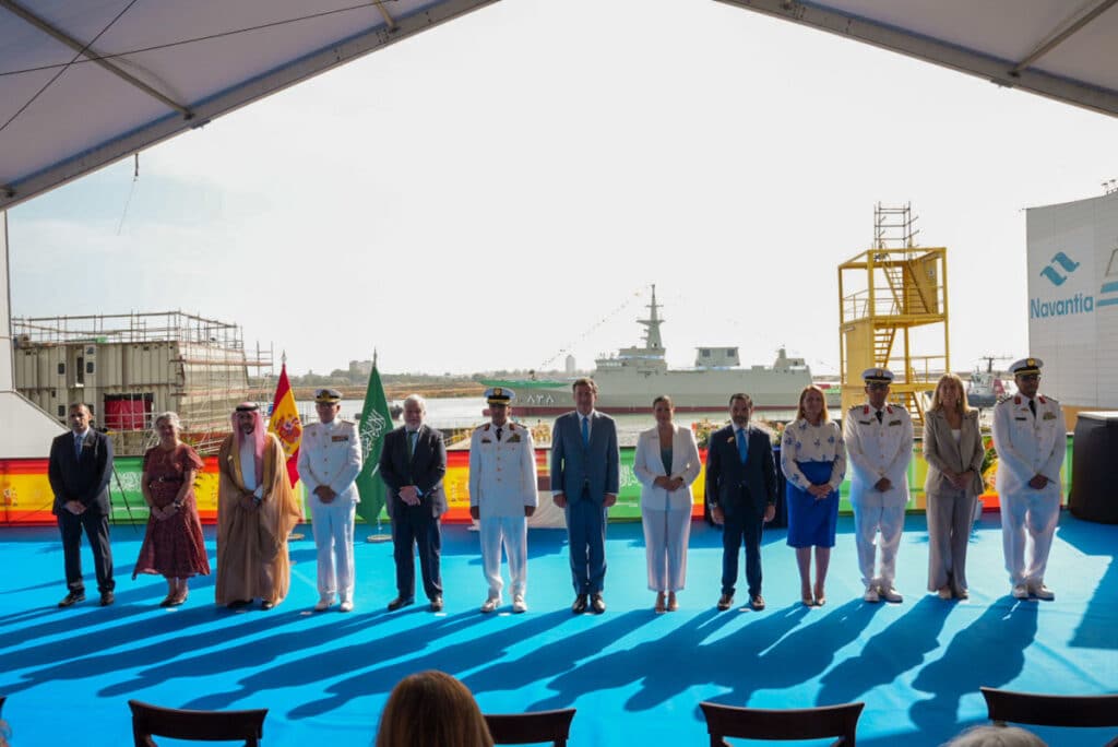 San Fernando (Cádiz), 18 June 2026: The launching ceremony of the corvette HMS “Al Madinah” was attended by a broad institutional and business representation, welcomed by Navantia’s Chairman Ricardo Domínguez.